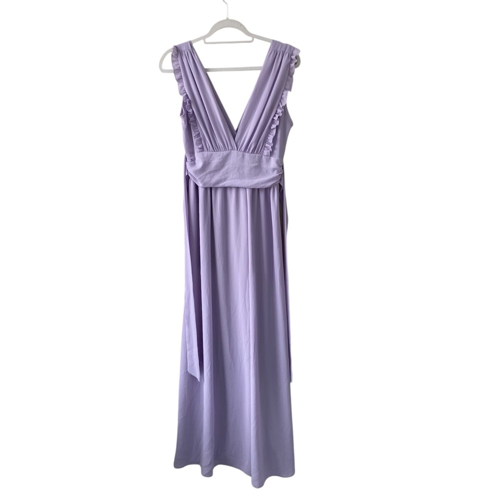 Vici Chiffon Maxi Dress lilac flowy with deep v neckline women’s size small